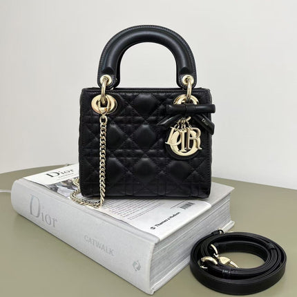 DIOR 26S LADY BAG 17 IN BLACK LAMBSKIN