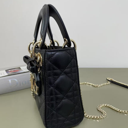 DIOR 26S LADY BAG 17 IN BLACK LAMBSKIN