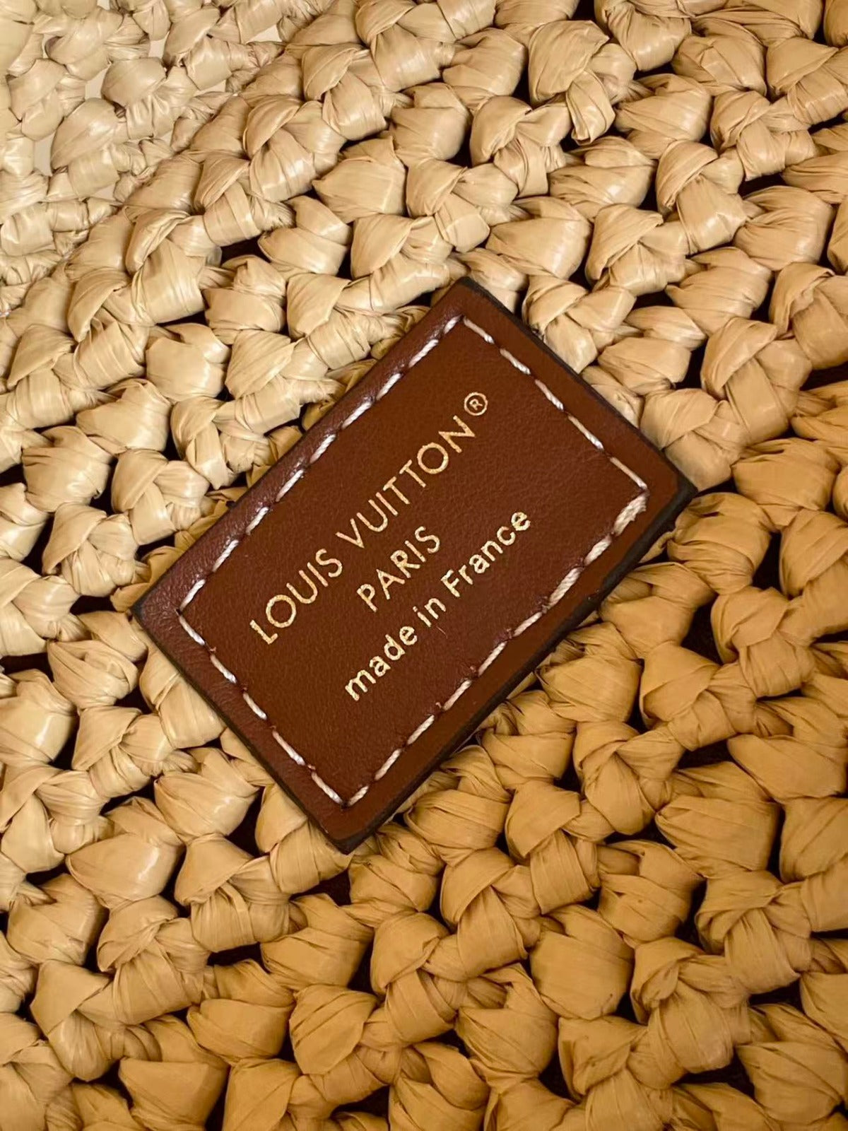 LV ALL IN BB HANDBAG 18 IN BEIGE WOVEN RAFFIA GOLD HARDWARE
