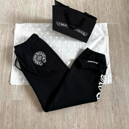 CHROME HEARTS HORSESHOE FLORAL CROSS SET IN BLACK COTTON