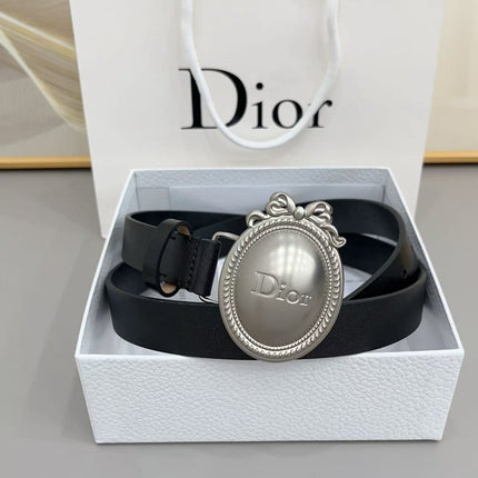 DIOR 26S OVAL BUCKLE BELT IN BLACK CALFSKIN 001
