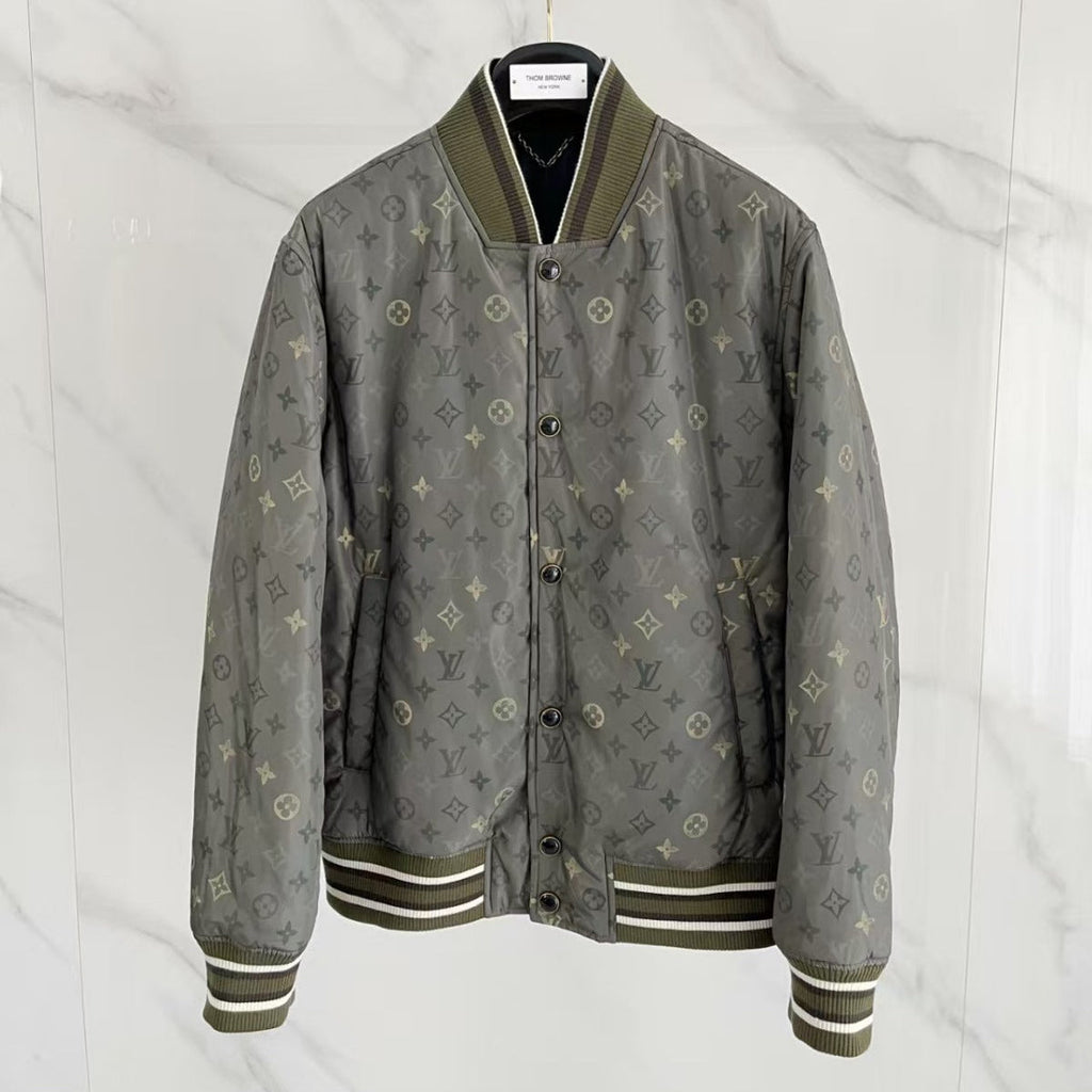 LV MAXI COAT IN GREY MIX KHAKI FABRIC