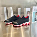LOUBISHARK SNEAKERS IN BLACK MIX RED FABRIC AND CALFSKIN