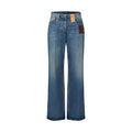LV HIGH WAIST JEANS IN SIGNATURE MONOGRAM PATCH DENIM