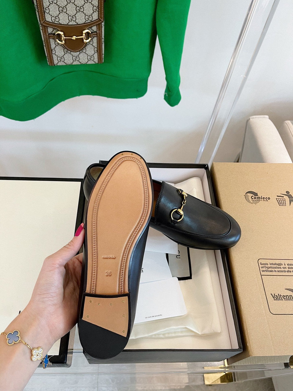 GG LOAFERS MULES BLACK BROWN SOLE