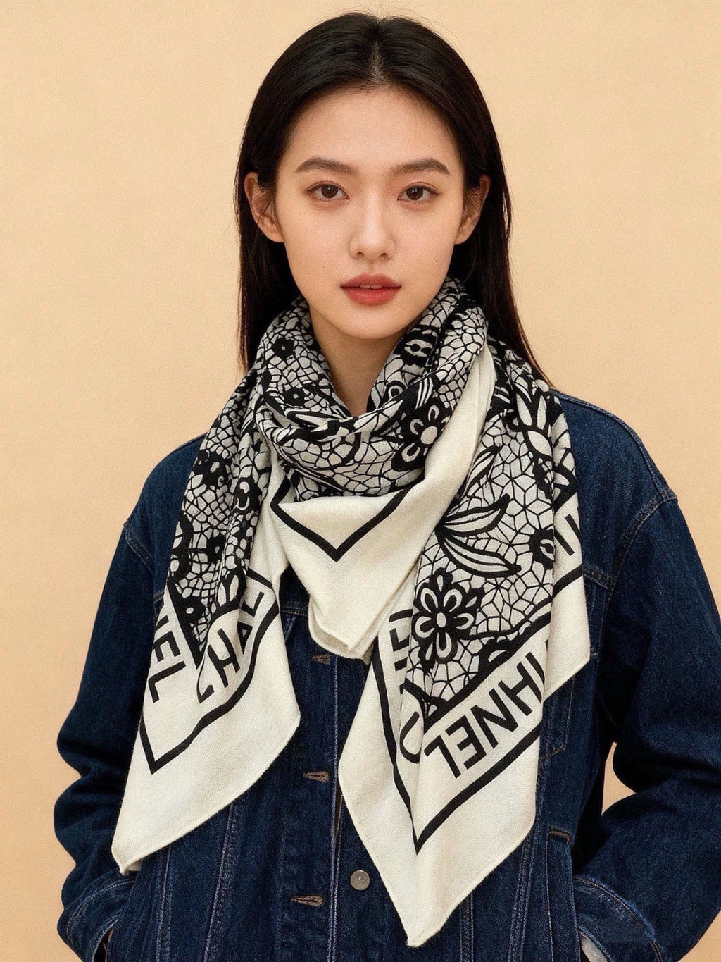 CHANEL 26S SCARF 135 IN CASHMERE AND SILK 306134