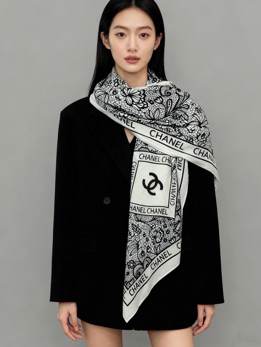 CHANEL 26S SCARF 135 IN CASHMERE AND SILK 306134