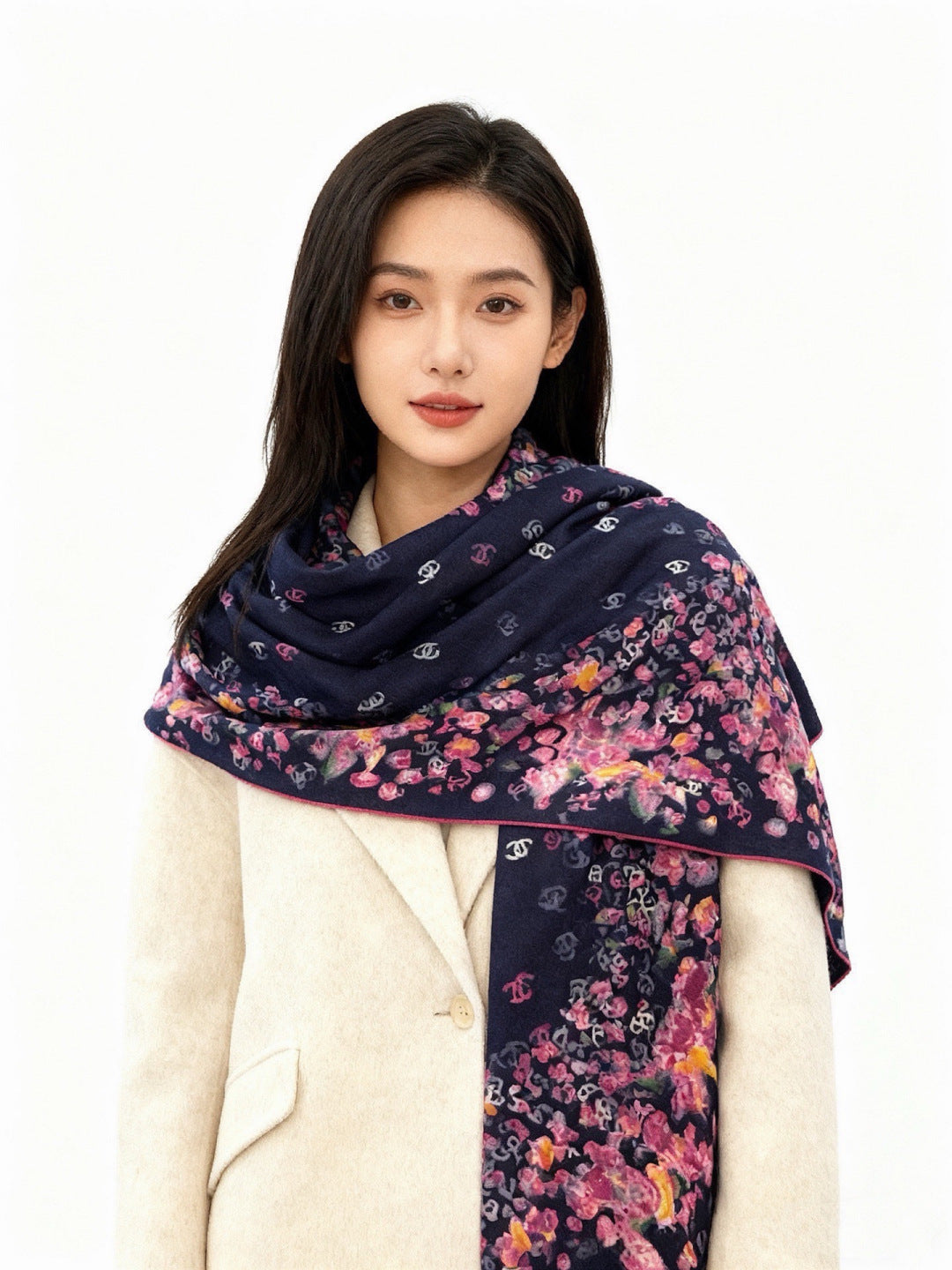 CHANEL 26S SCARF 135 IN CASHMERE AND SILK 307250