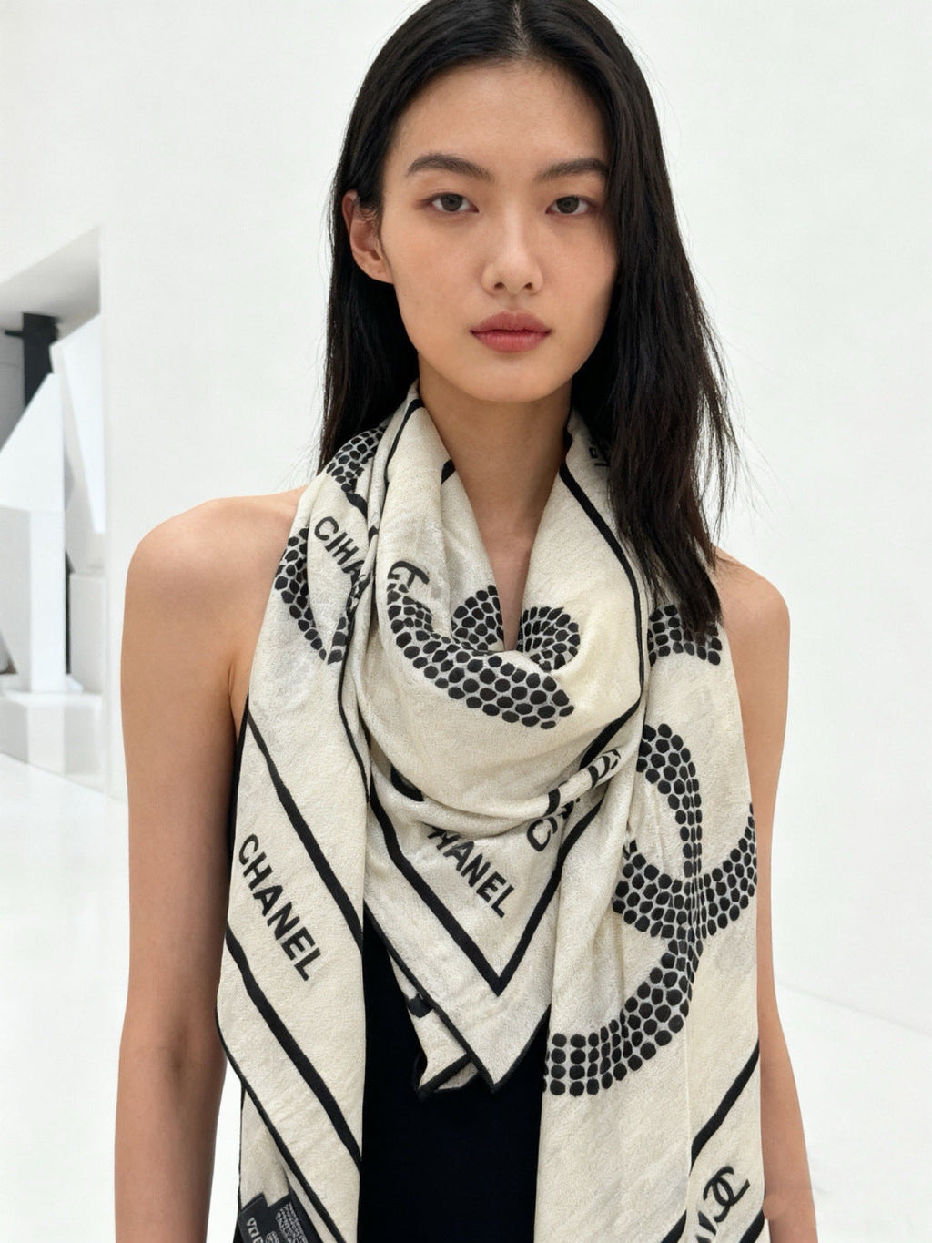 CHANEL 26S SCARF 135 IN CASHMERE AND SILK 309307