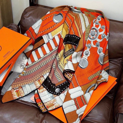 HERMES 26S PRINTED SQUARE SCARF 140 IN SILK 309332