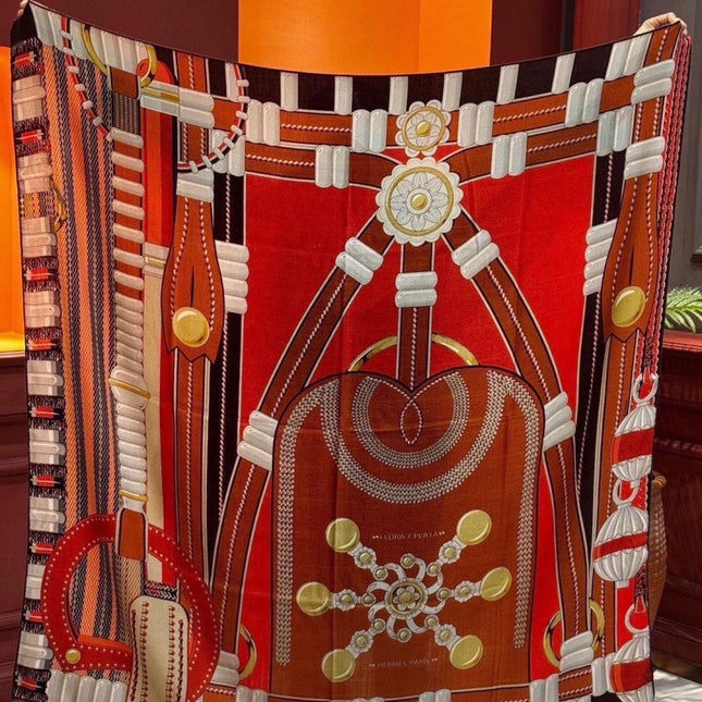 HERMES 26S PRINTED SQUARE SCARF 140 IN SILK 309332