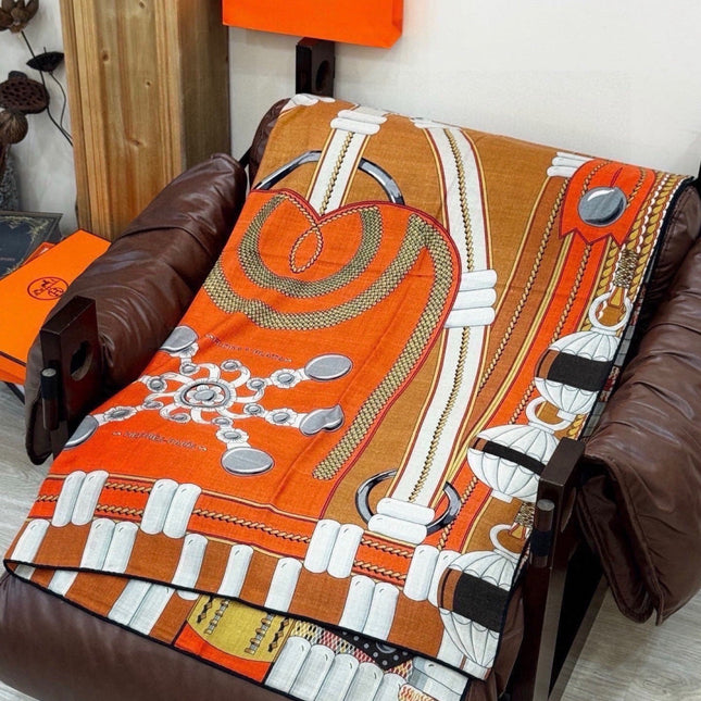HERMES 26S PRINTED SQUARE SCARF 140 IN SILK 309332
