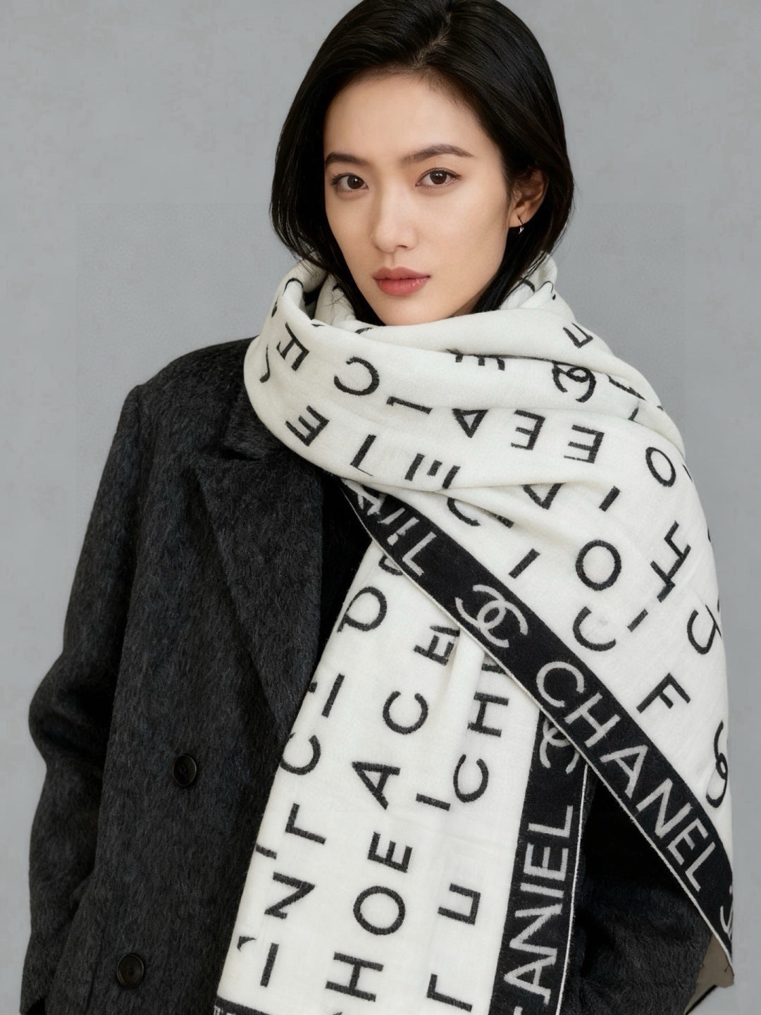 CHANEL 26S SCARF 135 IN CASHMERE AND SILK 309347