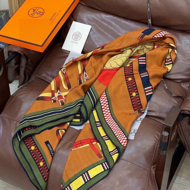HERMES 26S PRINTED SQUARE SCARF 140 IN SILK 311925