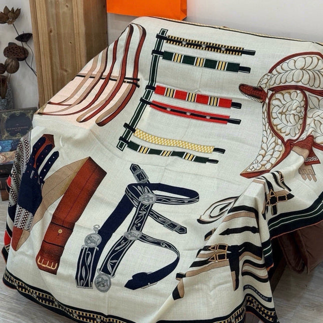 HERMES 26S PRINTED SQUARE SCARF 140 IN SILK 311927