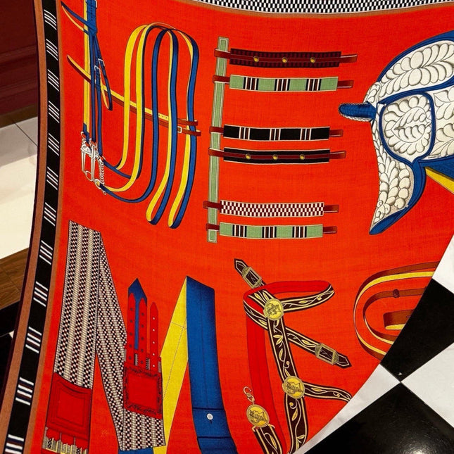 HERMES 26S PRINTED SQUARE SCARF 140 IN SILK 311954