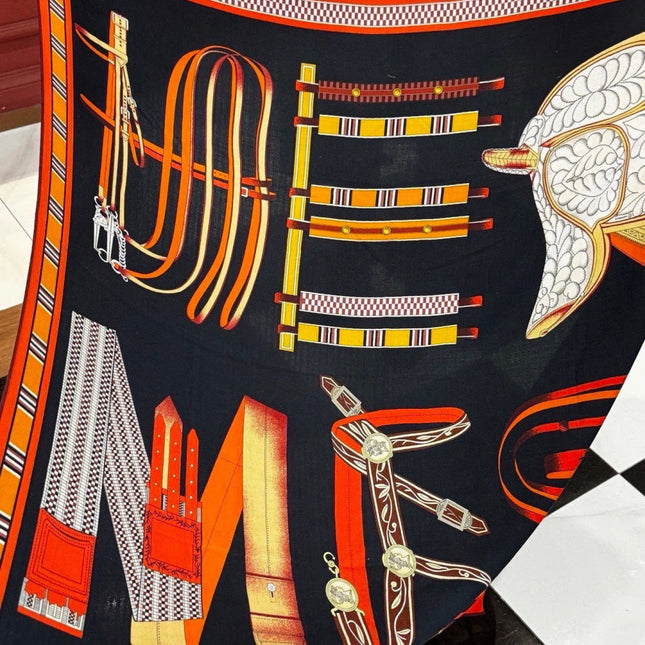 HERMES 26S PRINTED SQUARE SCARF 140 IN SILK 311956