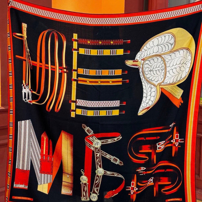 HERMES 26S PRINTED SQUARE SCARF 140 IN SILK 311956