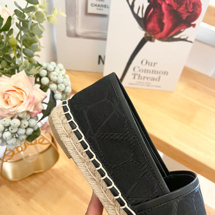 VALENTINO 26S SLIP ON SHOES IN BLACK JACQUARD CANVAS