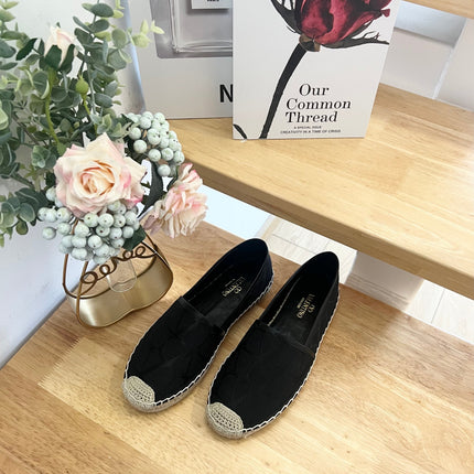 VALENTINO 26S SLIP ON SHOES IN BLACK JACQUARD CANVAS