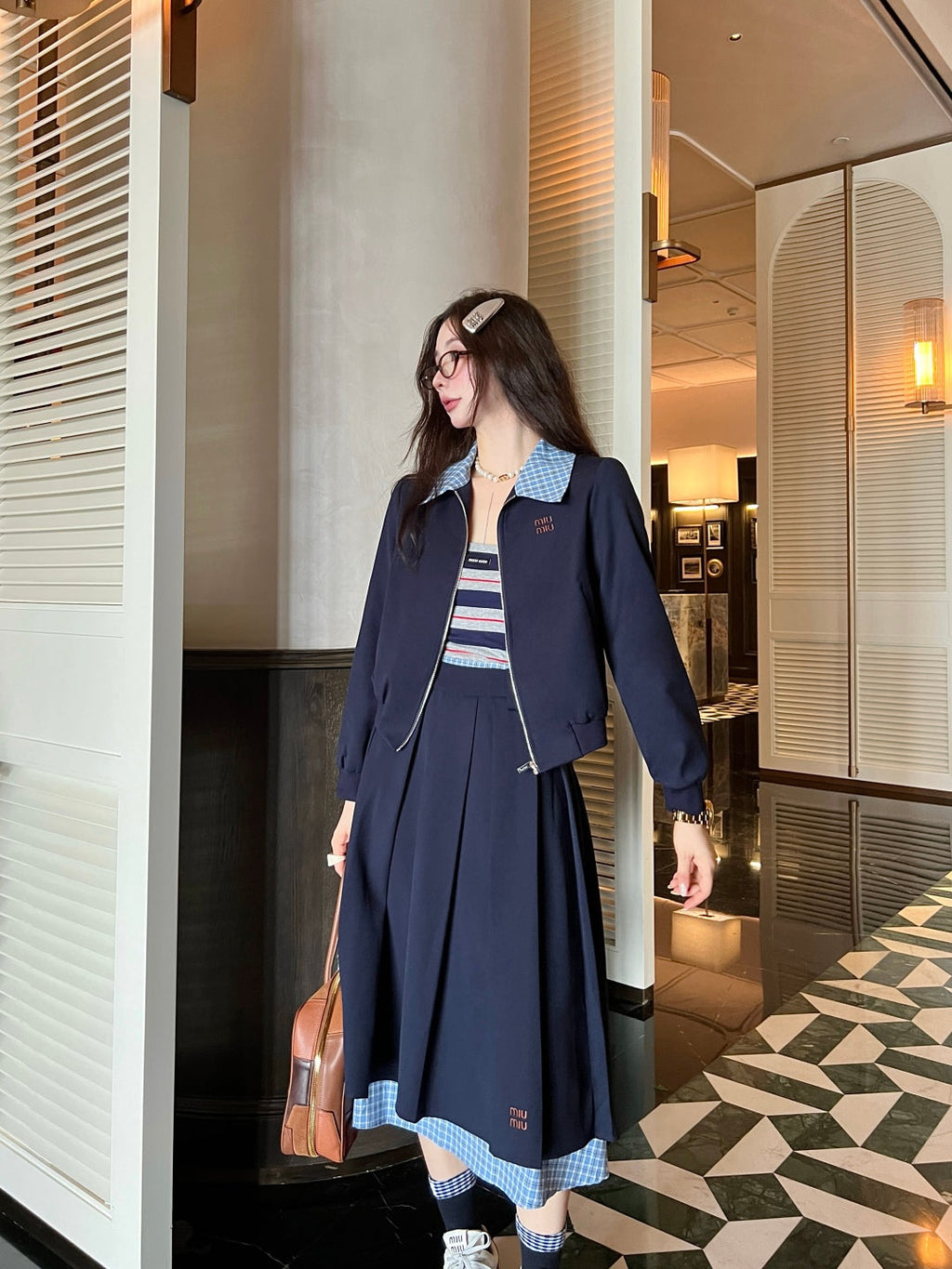MIUMIU TOP & SKIRT SET STYLE 132