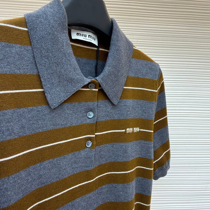 MIUMIU 26S SHORT-SLEEVED KNIT POLO SHIRT STYLE 1090