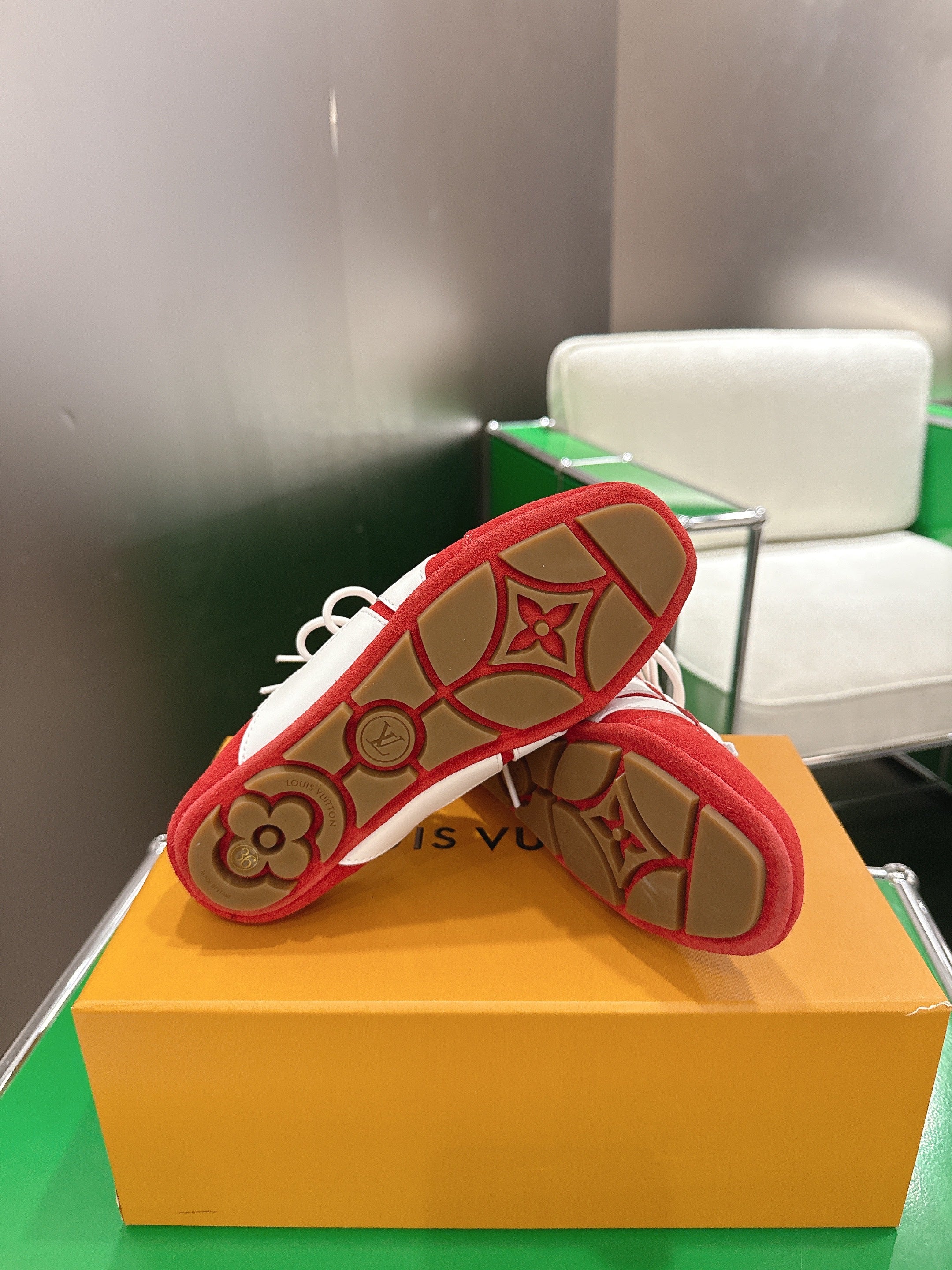 LV 26S MULE SNEAKERS IN RED SUEDE