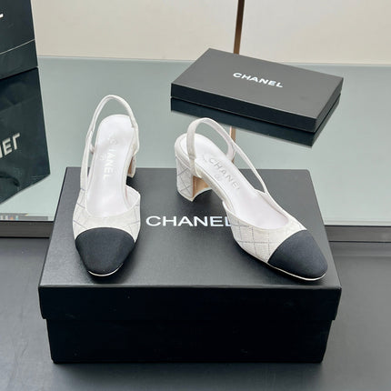 CC SLINGBACK 25S 65 MM IN WHITE SUEDE AND CRYSTALS