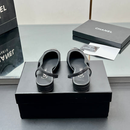 CC SLINGBACK 25S 25 MM IN BLACK LAMBSKIN WITH CHECK PATTERN