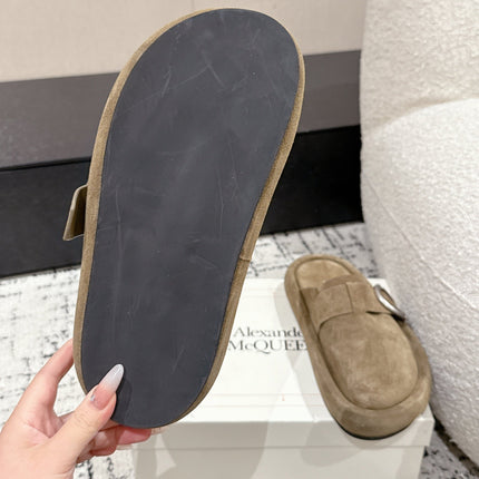 ARC CLOG MULES IN BROWN SUEDE