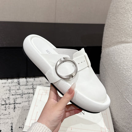 ARC CLOG MULES IN WHITE LAMBSKIN