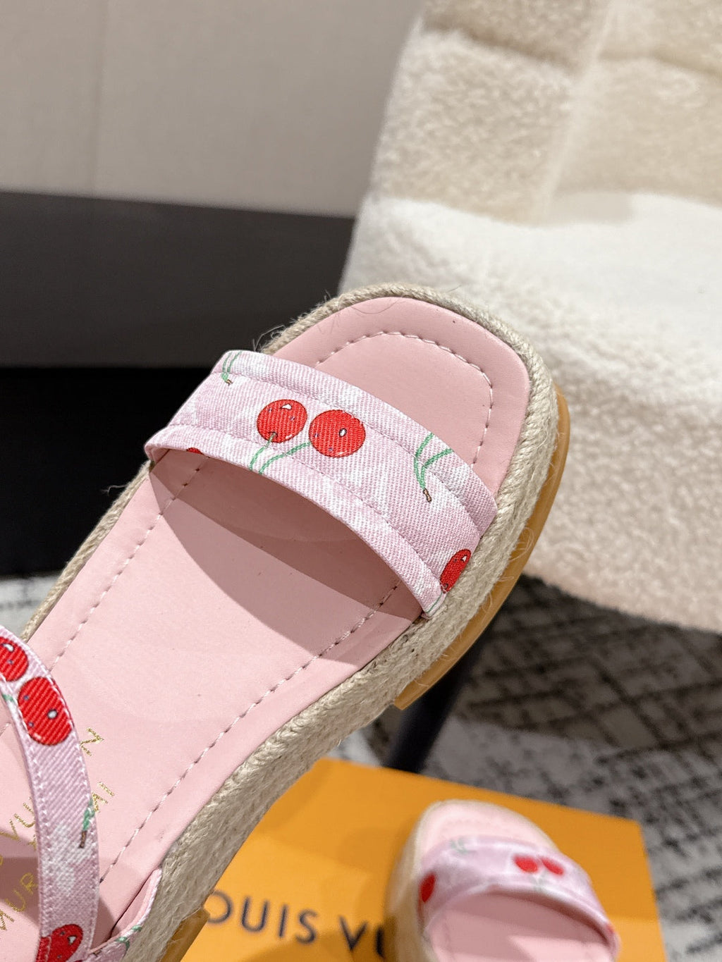 LV PLATFORM ESPADRILLE SANDALS 25S IN LIGHT PINK DENIM
