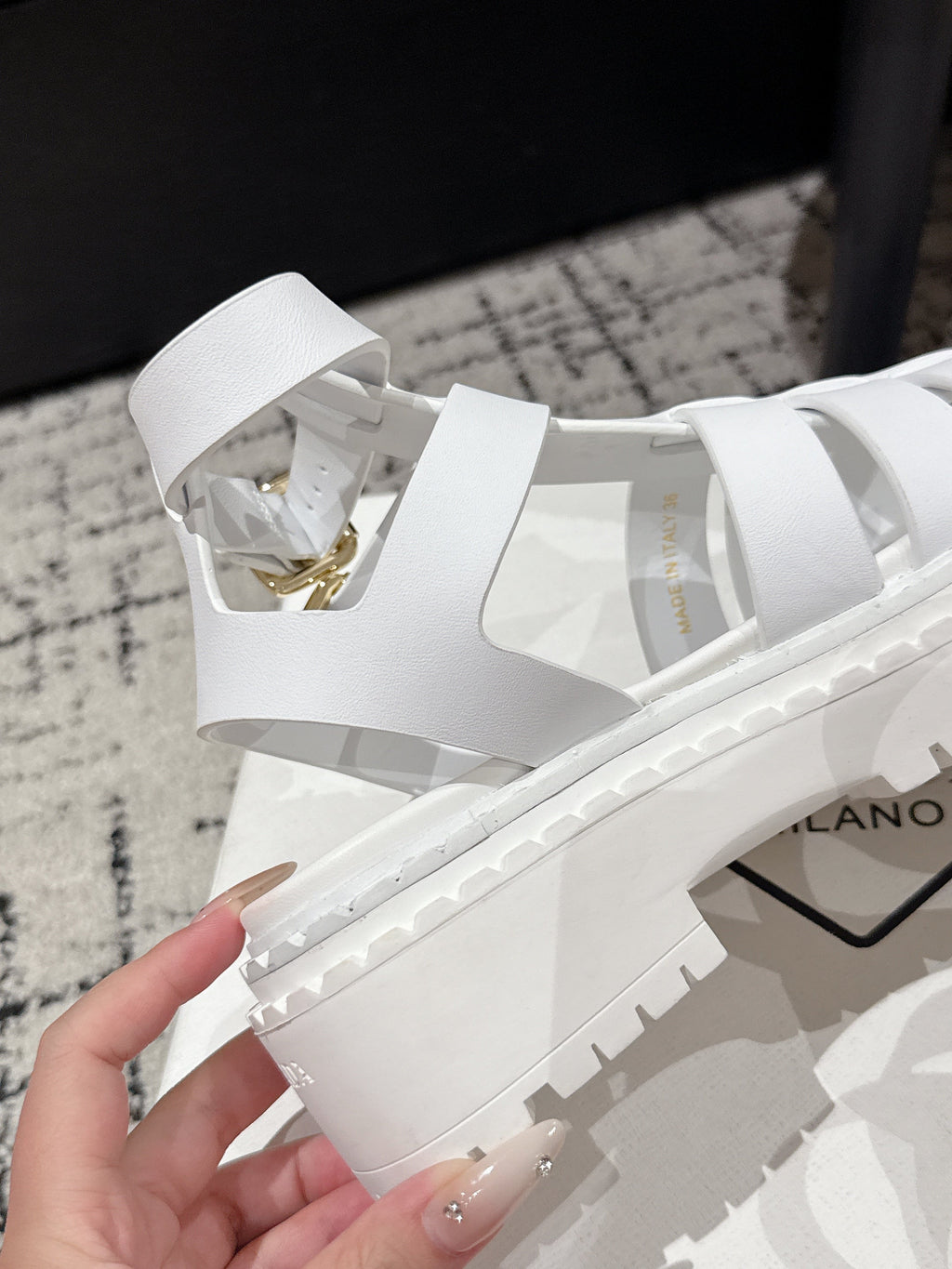 PRADA 25S HIGH TOP OPEN TOE FISHERMAN SANDALS IN WHITE CALFSKIN