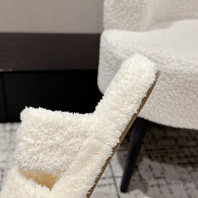 CELINE 25S SLIDES TRIOMPHE IN IVORY SPONGE FABRIC