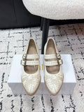 CHLOÉ 26S METAL STUD SHOES IN CREAM WHITE CALFSKIN