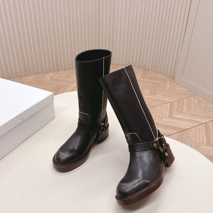 CHLOÉ 26S BOOTS 45 MM IN BLACK CALFSKIN