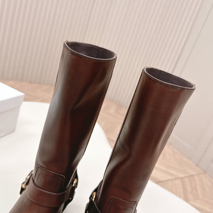 CHLOÉ 26S BOOTS 45 MM IN DARK BROWN CALFSKIN