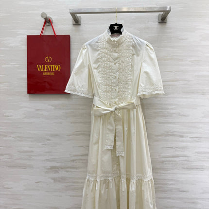 VALENTINO 26S SHORT SLEEVE LACE MIDI DRESS 117
