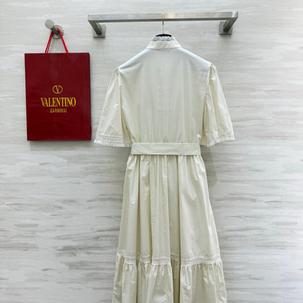 VALENTINO 26S SHORT SLEEVE LACE MIDI DRESS 117