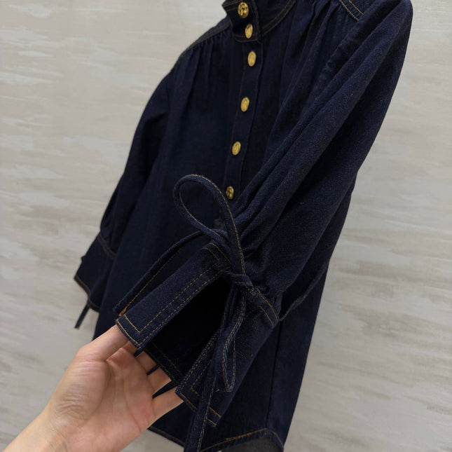 ZIMMERMANN 26S STAND COLLAR DENIM SHIRT STYLE 41