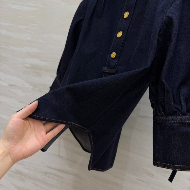ZIMMERMANN 26S STAND COLLAR DENIM SHIRT STYLE 41