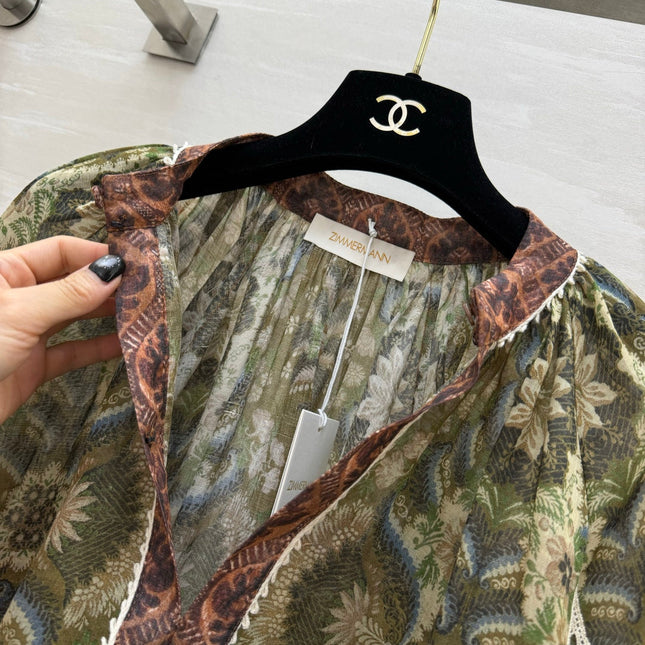 ZIMMERMANN 26S INTO THE EAST PATTERNED BLOUSE 317553