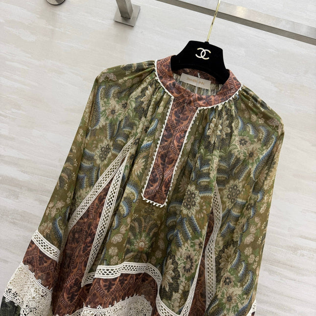 ZIMMERMANN 26S INTO THE EAST PATTERNED BLOUSE 317553