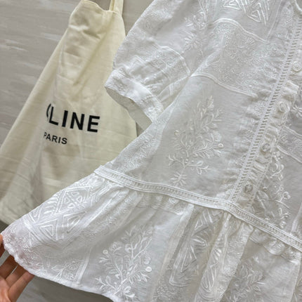 CELINE 26S EMBROIDERED SHORT-SLEEVE SHIRT 450