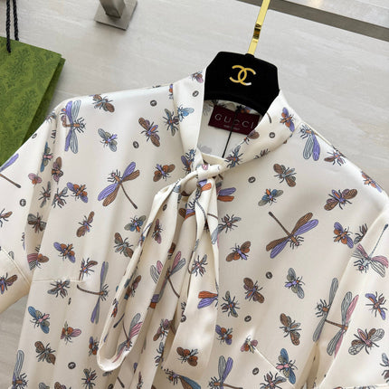 GUCCI 26S SHORT-SLEEVE BOW-TIE DRESS 409