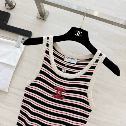 CHANEL 26S STRIPED SLEEVELESS KNIT TOP 1438