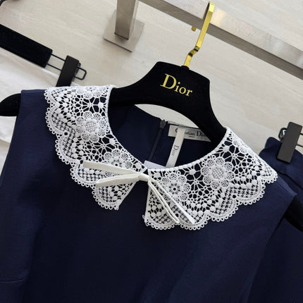 DIOR 26S TWO-PIECE SET WITH LACE-COLLAR TOP AND SKIRT 1386