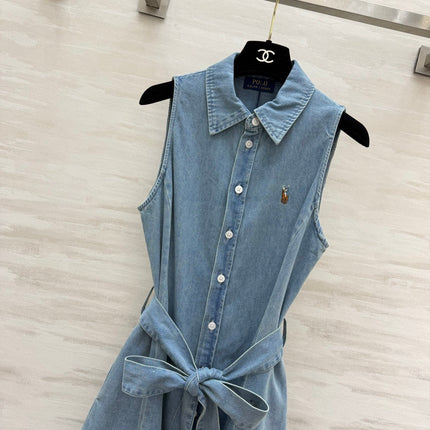 RALPH LAUREN 26S SLEEVELESS DENIM SHIRT DRESS 306