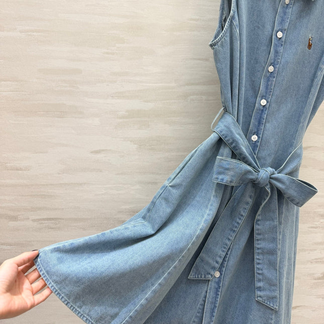 RALPH LAUREN 26S SLEEVELESS DENIM SHIRT DRESS 306