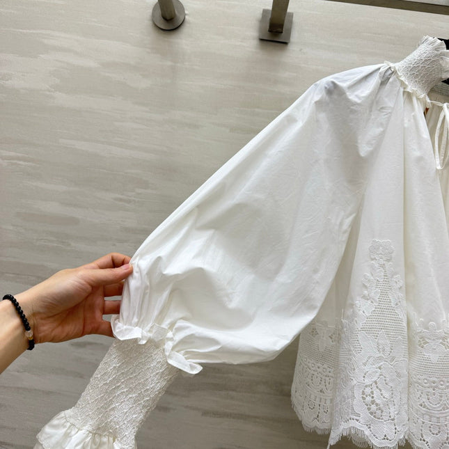 ZIMMERMANN 26S LACE-TRIM LONG-SLEEVE BLOUSE 246
